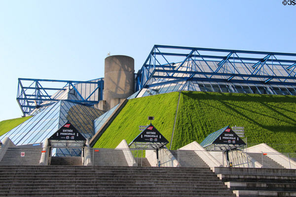 Modern architecture of Palais Omnisports de Paris-Bercy. Paris, France.