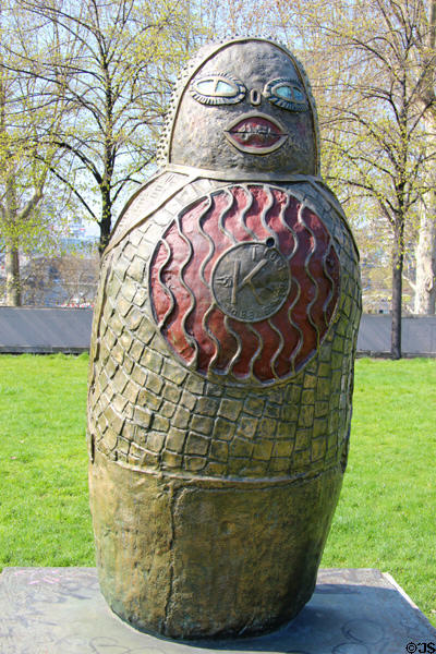 Russia statue from Children of the World sculpture series by Rachid Khimoune in Parc Bercy. Paris, France.