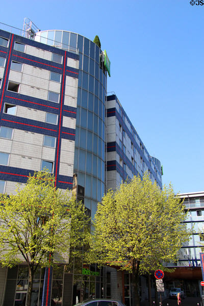 Modern facade of hotel & shopping area in Parc Bercy. Paris, France.