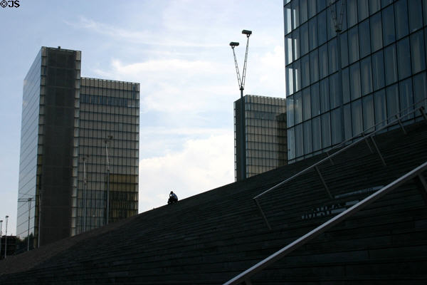 National Library seen in silhouette. Paris, France.