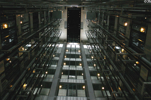 Interior atrium of Arab World Institute building. Paris, France.