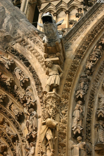 Carvings of Cathedral facade. Reims, France.