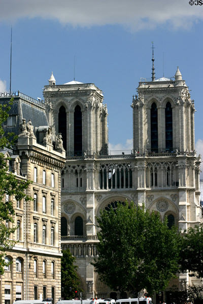 Western facade of Notre Dame Cathedral. Paris, France.