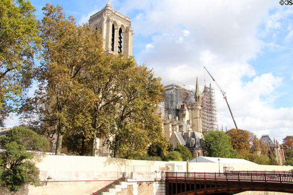 Notre Dame Cathedral after fire of 2019. Paris, France.