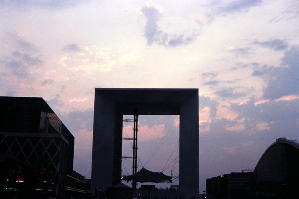 La Grande Arche at La Défense at dusk. Paris, France.