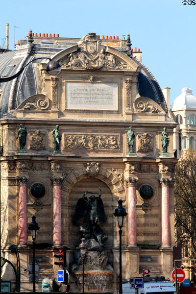 St-Michel Fountain with art work by nine different sculptors. Paris, France.