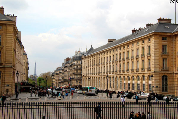 View from Pantheon along Rue Soufflot toward Eiffel Tower. Paris, France.