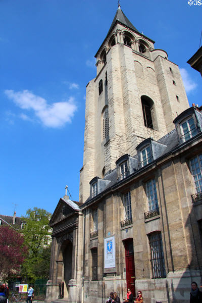St-Germain-des-Prés older tower over newer church. Paris, France.