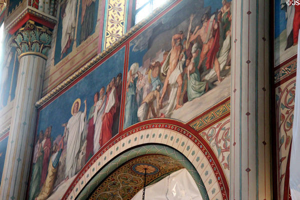 Restored medieval paintings at St-Germain-des-Prés. Paris, France.