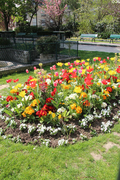 Flower bed at Cité Fleurie. Paris, France.