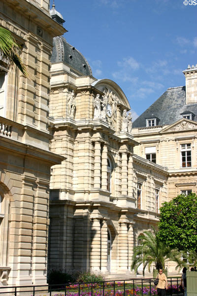 Italian-style columns on facade of Luxembourg Palace. Paris, France.