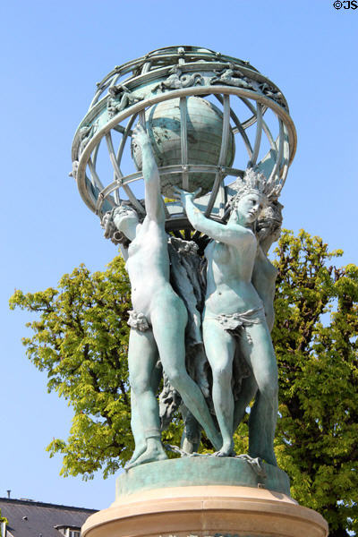 Symbolic figures of four continents atop Fontaine de l'Observatoire (1874) by Jean-Baptiste Carpeaux near Luxembourg Gardens. Paris, France.