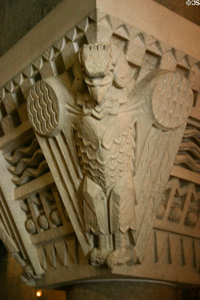 Art Deco carving of eagle in St Pierre de Chaillot. Paris, France.
