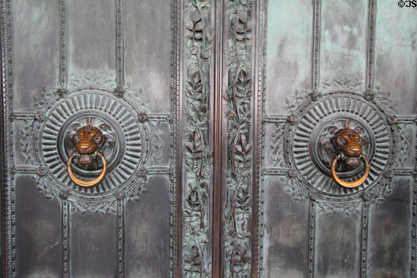 Detail of bronze doors of Basilica of Sacred Heart on Montmartre. Paris, France.