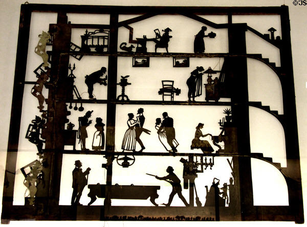 Silhouette of a house of entertainment at Montmartre Museum. Paris, France.
