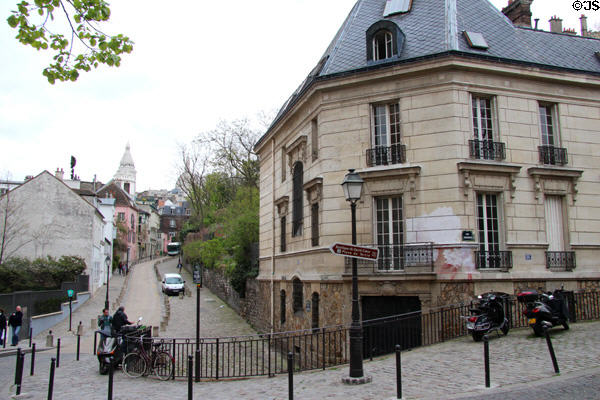 Place Dalida & Chateau des Bouillards (1700s) (rue Girardon) below Montmartre. Paris, France.