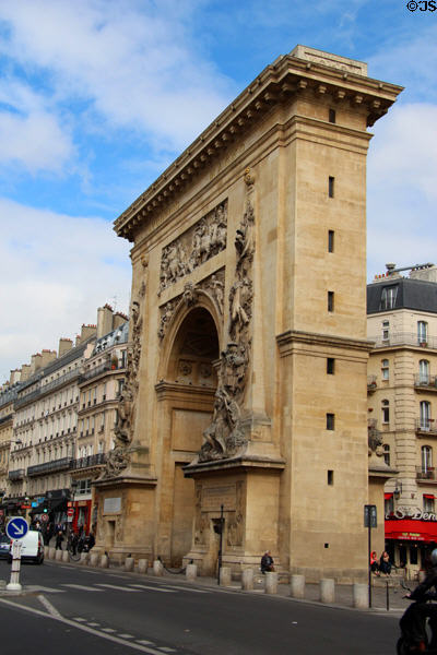Oblique view of Port St.-Denis over Blvd. St.-Denis. Paris, France.