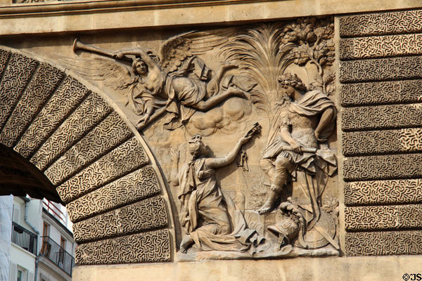 Taking of Besançon relief (1674) by Martin Desjardins on Port St.-Martin. Paris, France.