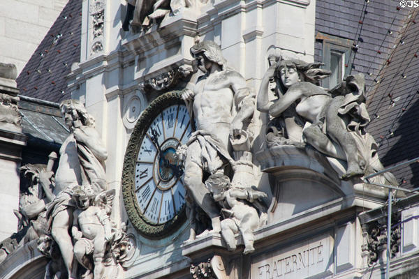 Clock on Paris City Hall. Paris, France.