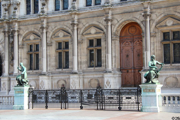 Sculptures (c1882) of Science by Jules Blanchard & Art by Laurent Marqueste at Paris City Hall. Paris, France.
