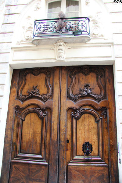 Doorway in old streets near Centre Pompidou. Paris, France.