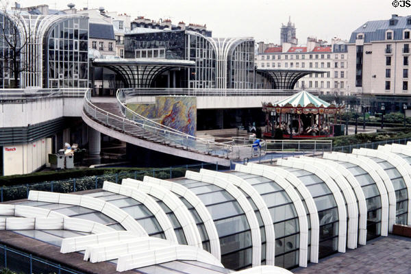 Modern architecture of Forum des Halles shopping center as it stood until about 2010 when reconstruction started. Paris, France.
