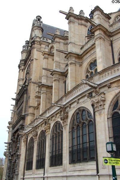 Line of gargoyles at St Eustache Les Halles. Paris, France.