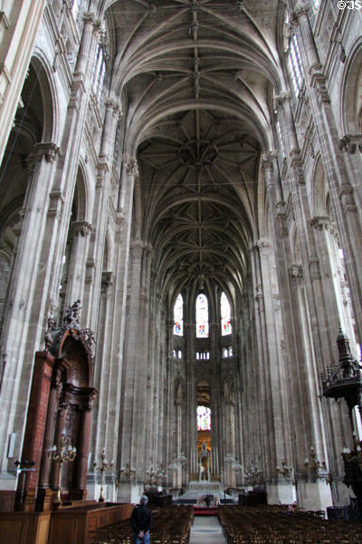 Interior at St Eustache Les Halles. Paris, France.