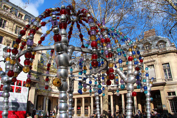 Kiosque des noctambules glass sculpture 2000 by Jean-Michel Othoniel covers Place Colette Metro entrance. Paris, France.