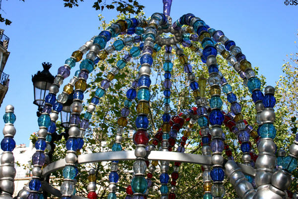 Details of Murano glass of Kiosque des noctambules at Place Colette Metro entrance. Paris, France.