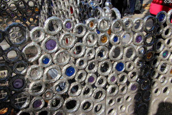 Details of Murano glass of Kiosque des noctambules at Place Colette Metro entrance. Paris, France.