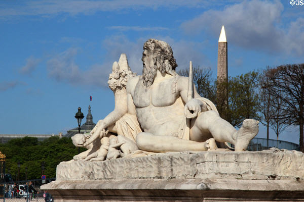 River God of the Tiber sculpture by Pierre Bourdict at Tuileries Garden. Paris, France.