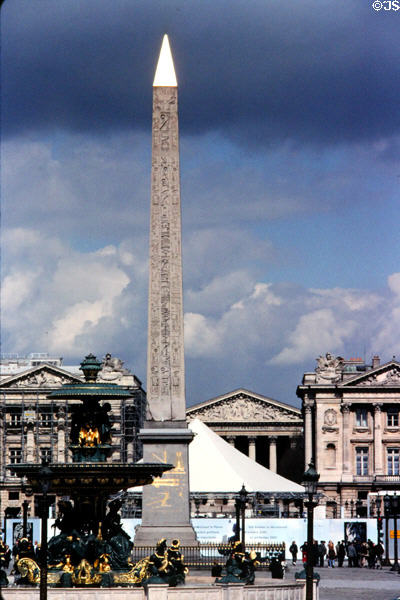 Dark sky over Place de la Concorde. Paris, France.