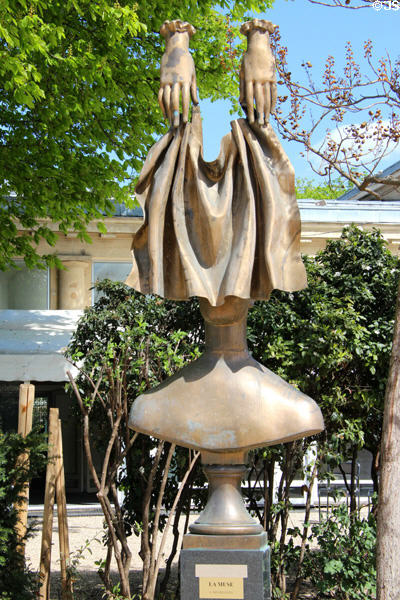 La Muse sculpture by A. Bourganov in Jardins des Champs Elysees. Paris, France.