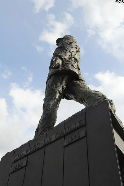 Charles de Gaulle statue by Jean Cardot at Place Clemenceau. Paris, France.