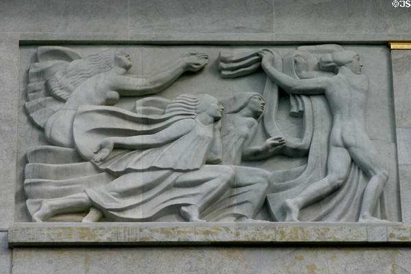 Art Deco frieze at Théatre du Champs Élysées. Paris, France.