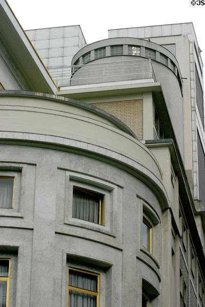 Rounded Art Deco facade of Théatre du Champs Élysées. Paris, France.