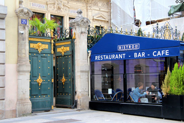 Gate & bistro at 25 Champs Elysees. Paris, France.