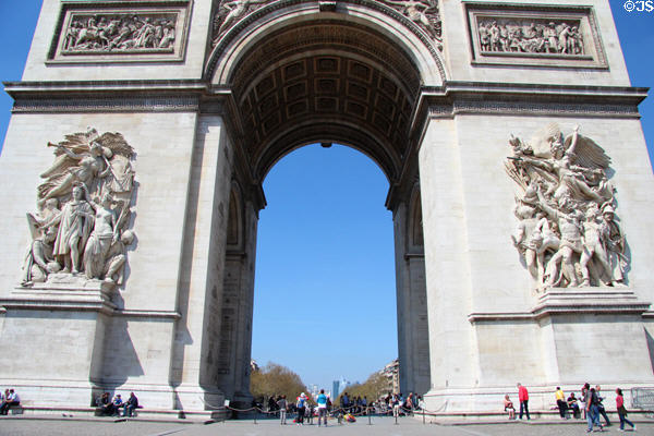 French Revolutionary sculptures decorate Arc du Triomphe. Paris, France.