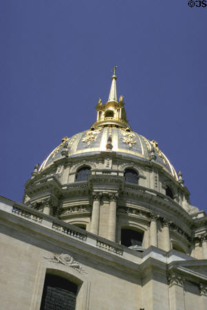 Dome of Les Invalides above the tomb of Napoleon. Paris, France.