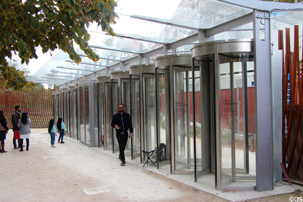 New era security doors around Eiffel Tower. Paris, France.