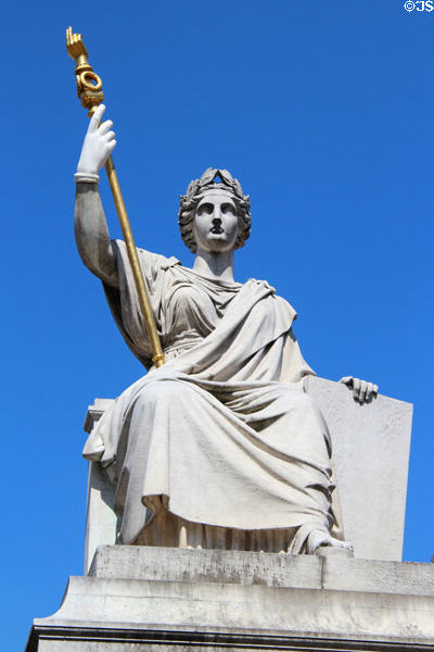 Statue representing law at French National Assembly. Paris, France.