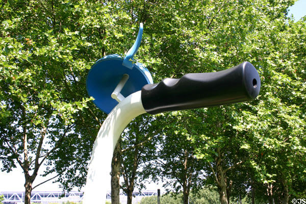 Handle bar of Buried Bicycle sculpture (1990) by Claes Oldenburg at Parc de la Villette. Paris, France.