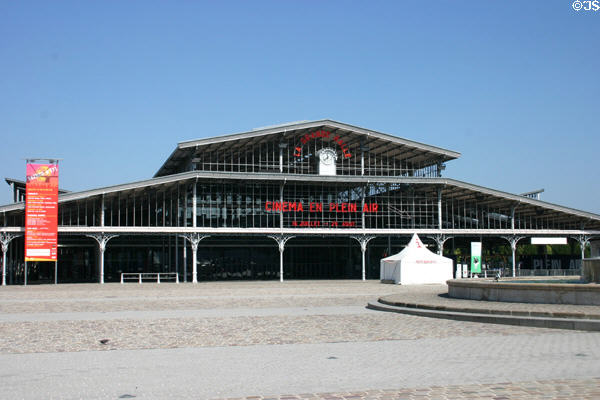 Cast iron & glass Grand Hall open air cinema was former abattoir building (1867) for Paris at Parc de la Villette. Paris, France.