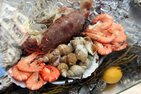 Seafood on ice in shop. Paris, France.