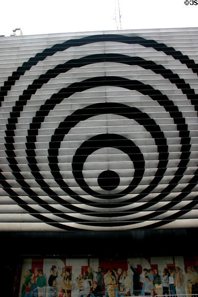 Circles on awning of Paris shop. Paris, France.