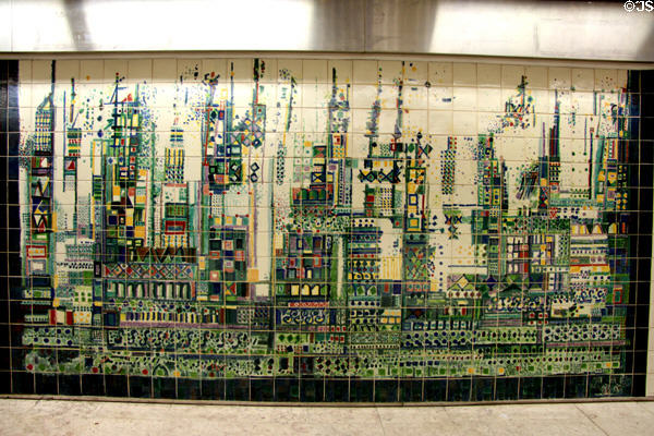 Paris subway tile mural. Paris, France.