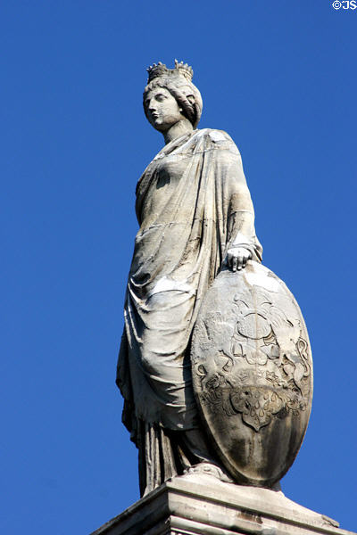 Cologne statue (1864) by Mathurin Moreau atop Gare du Nord. Paris, France.