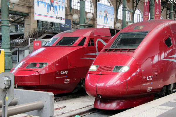TGV Thalys trains at Gare du Nord. Paris, France.