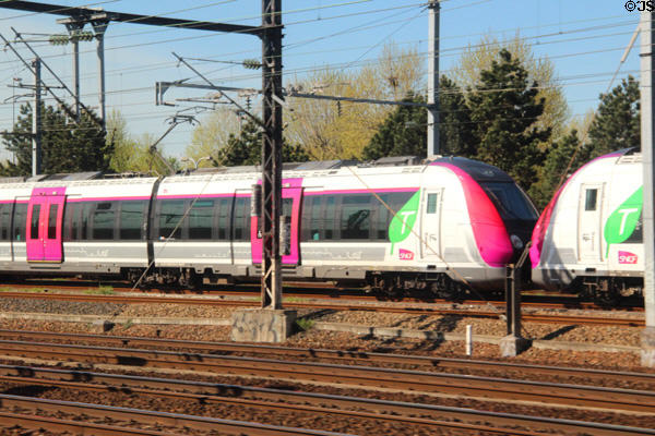 Regional train north of Paris. Paris, France.